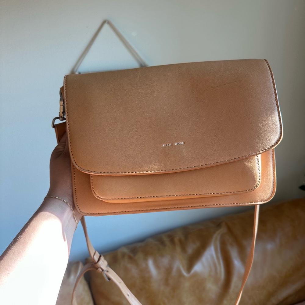 Pixie Mood Honey Tan Vegan Leather Crossbody Bag